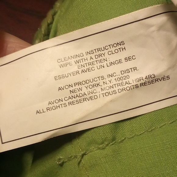 Avon Lime Green 10” Woven Knitted Hand Bag Purse with Brown Leather Handles - Picture 4 of 5